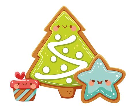 Premium Vector | Kawaii Christmas cookies flat vector illustration