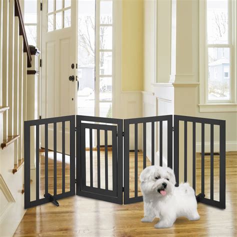 Wooden Dog Gate Fence Safety Pet Puppy Security Folding Door Stair 3/4 Panel | eBay