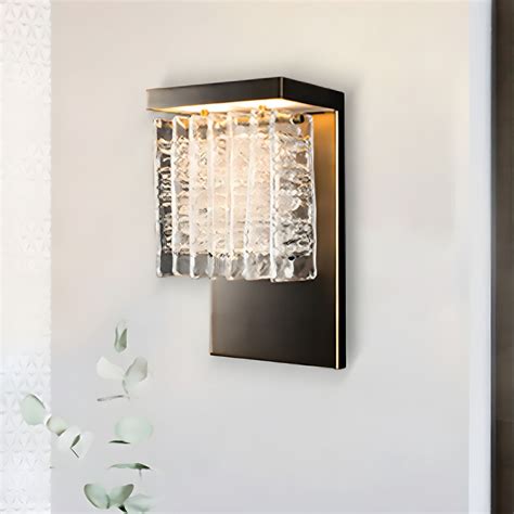 Beveled Crystal Panel Wall Light Fixture Minimalist LED Sconce Lighting in Chrome with Rectangle ...