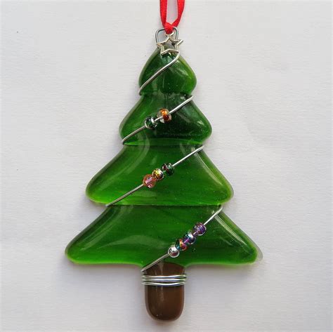 Fused Glass Christmas Tree With Beads – £7. Measures approximately 6.5 x 10cm. www.glassb ...