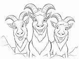 Simple Three Billy Goats Gruff Coloring For Kids  Page sketch template