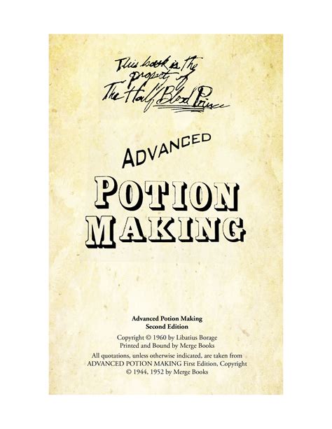 Harry Potter Advanced Potion Making Book Printable - Printable Word Searches