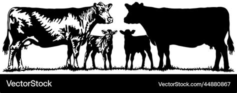 Cow And Calf Silhouette