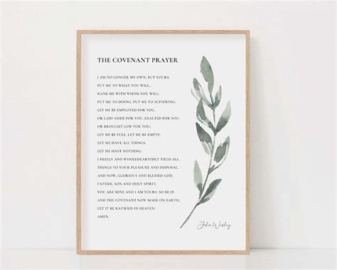 The Covenant Prayer Print, John Wesley, Botanical Bible Verse Wall Art, Scripture Sign, Bible ...