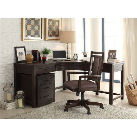 Riverside Furniture Promenade 84520 3 Drawer Curved Corner Desk | Hudson's Furniture | L-Shape Desk