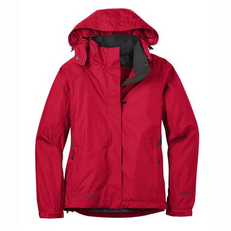 Eddie Bauer Women's Radish Red/Grey Steel Rain Jacket