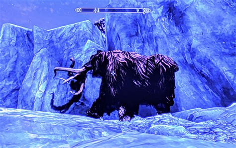 This mammoth frozen in the ice near Dawnstar : r/skyrim