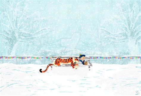 Calvin and Hobbes + Snow by raquelsegal on DeviantArt