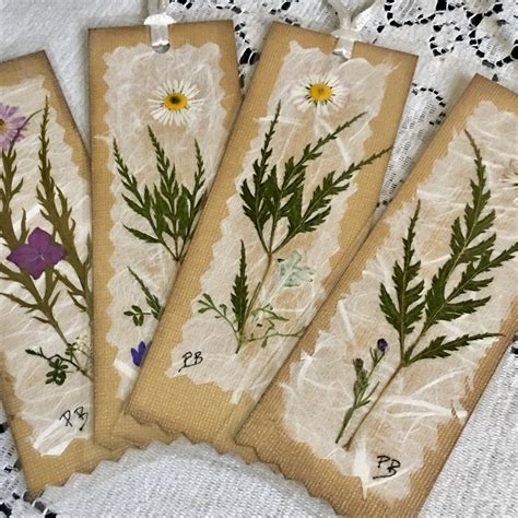 Nature Bookmarks Pressed Flower Bookmarks Set of 4 Botanical - Etsy ...