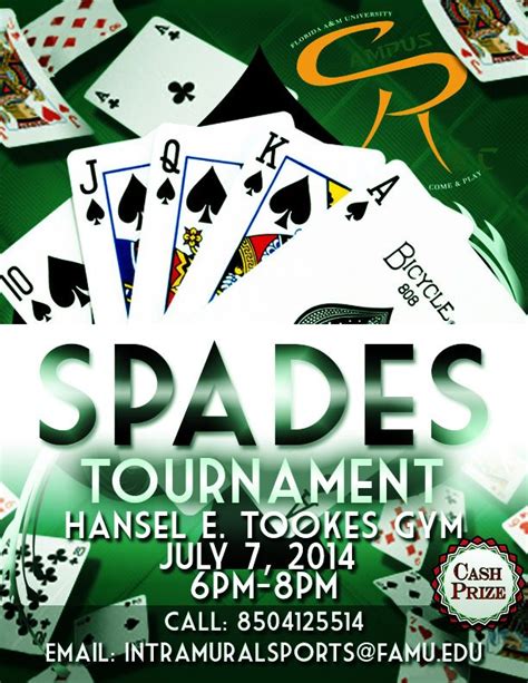 Campus Rec presents SPADES TOURNAMENT on JULY 7, 2014 from 6:00-8:00pm ...