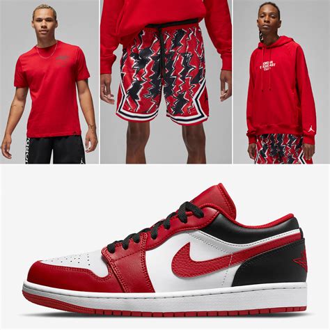 Air Jordan 1 Low Bulls White Black Gym Red Shirts and Outfits