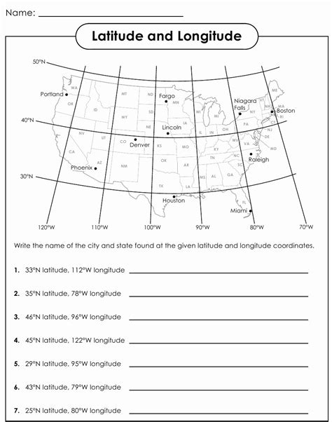 Longitude Latitude Worksheets