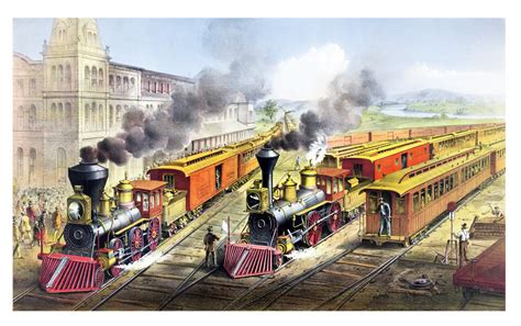 Steam Trains Vintage Poster Free Stock Photo - Public Domain Pictures