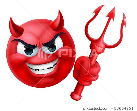 Devil Emoji Emoticon Man Face Cartoon Icon Mascot - Stock Illustration [93064251] - PIXTA