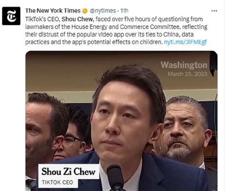 Shou Zi Chew Testimony: TikTok CEO testifies before US Congress