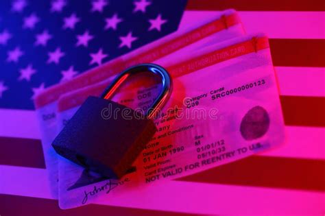 US Employment Authorization Card with Small Padlock on United States Flag Stock Image - Image of ...