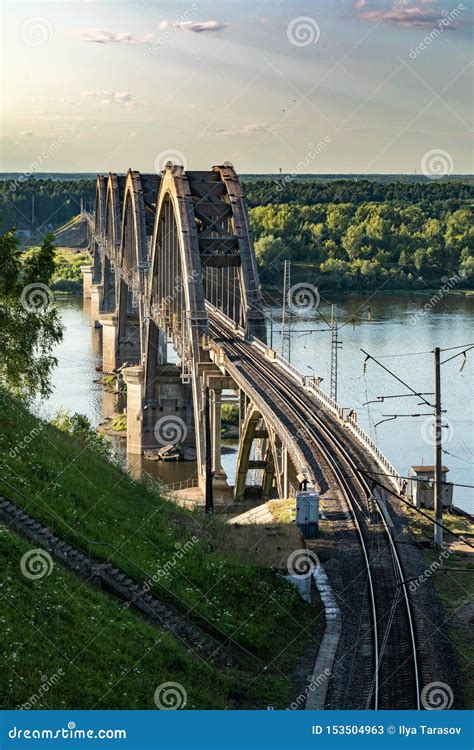 Railway Bridge Over the Oka River in the Nizhny Novgorod Region. Russia Stock Image - Image of ...