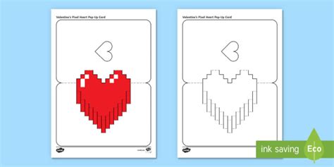 Simple Valentine's Pixel Heart Pop Up Card Paper Craft