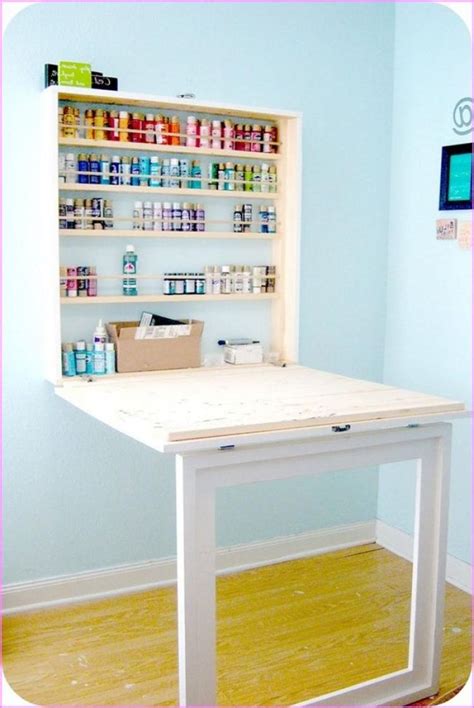 50 Amazing Saving Space Folding Wall Table Ideas | Craft table diy ...