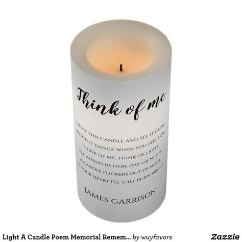 Light A Candle Poem Memorial Remembrance | Zazzle.com | Candle poem, Remembrance candle, Candles