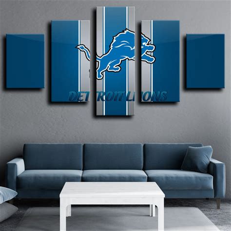 Detroit Lions Nattier Blue Emblem - Pencil Canvas