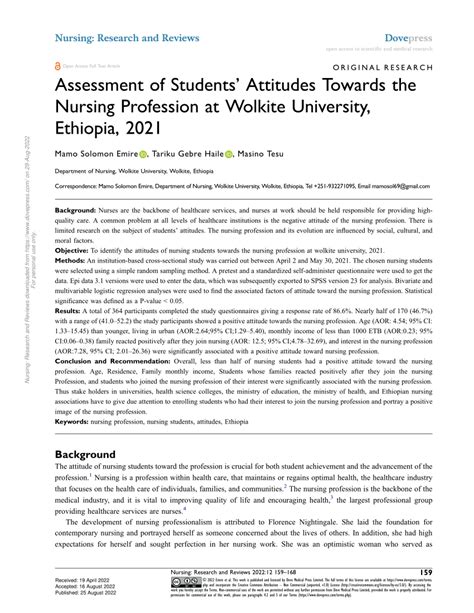 (PDF) Assessment of Students’ Attitudes Towards the Nursing Profession at Wolkite University ...