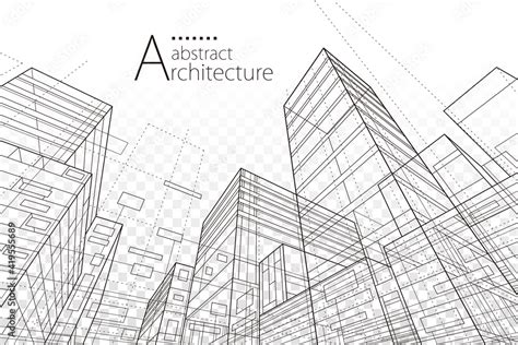 Architecture building construction perspective line drawing design ...