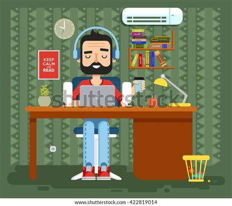 Man Working Laptop Computer Desk Software Stock Vector: Over 9 Royalty-Free Licensable Stock ...