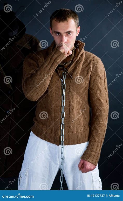 A Young Man In A Dog Collar Around His Neck Royalty-Free Stock Photo ...