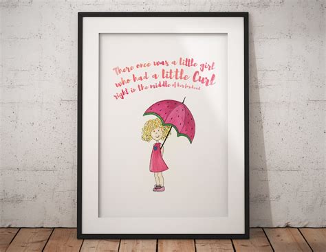 Little Girl With a Curl Watercolor Print Nursery Rhyme Art for Kids ...