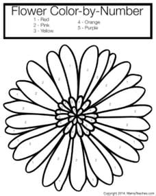 Flower Color By Number Coloring Page - Mama Teaches