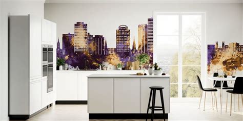 Columbia South Carolina Skyline Purple & Gold premium wallpaper mural | Wallism | A creative ...