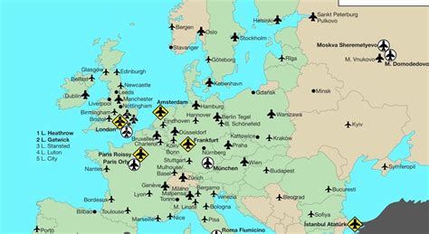 Map Of Europe With Airports | Map Of Campus