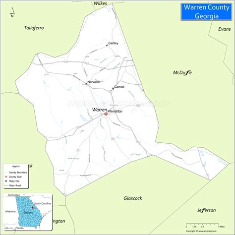 Map of Warren County, Georgia - Where is Located, Cities, Population, Highways & Facts