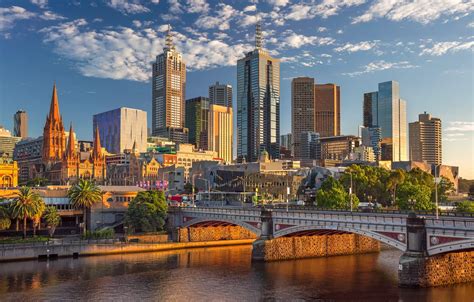 Wallpaper bridge, river, building, Australia, skyscrapers, Melbourne, Yarra River, Australia ...