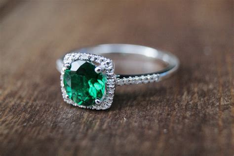 Emerald Ring May Birthstone Ring Silver birthstone ring