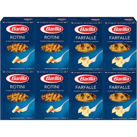 BARILLA Blue Box Pasta Variety Pack, Farfalle & Rotini, 16 oz. Box (Pack of 8), 8 Servings per ...