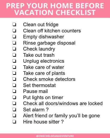 How to Prep Your Home Before Leaving on Vacation - Checklist | Vacation checklist, Vacation prep ...