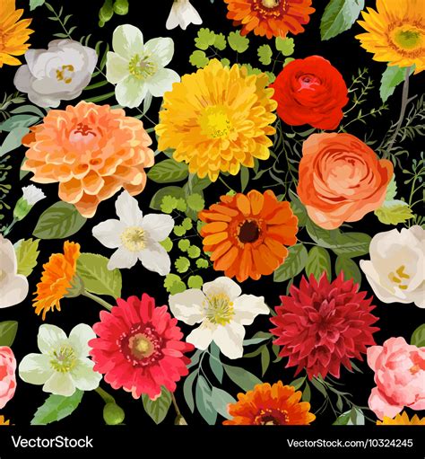 Floral seamless pattern summer and autumn flowers Vector Image