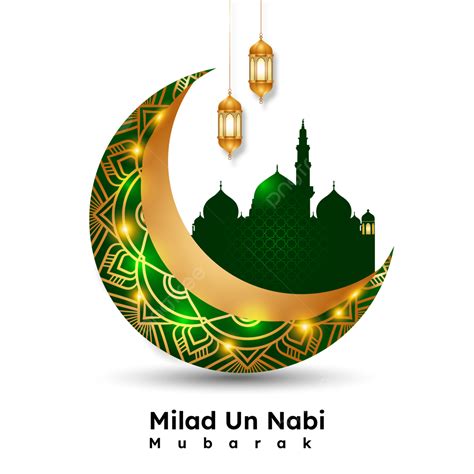 Eid Milad Un Nabi Shareef Mubarak Ou Mawlid Al Com Ilustração 3d Lua ...