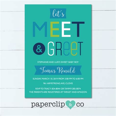 Meet and Greet Invitation Turquoise Invite New Baby - Etsy