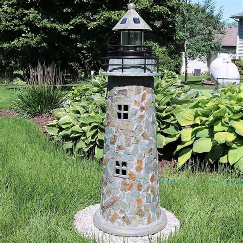 Sunnydaze Decor 35.5-in H x 12.5-in W Brown Lighthouse Garden Statue in ...