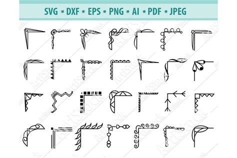 Corner Frame Svg Bundle,Frame svg,Corner Border pattern svg,separator svg clipart vector dxf ...