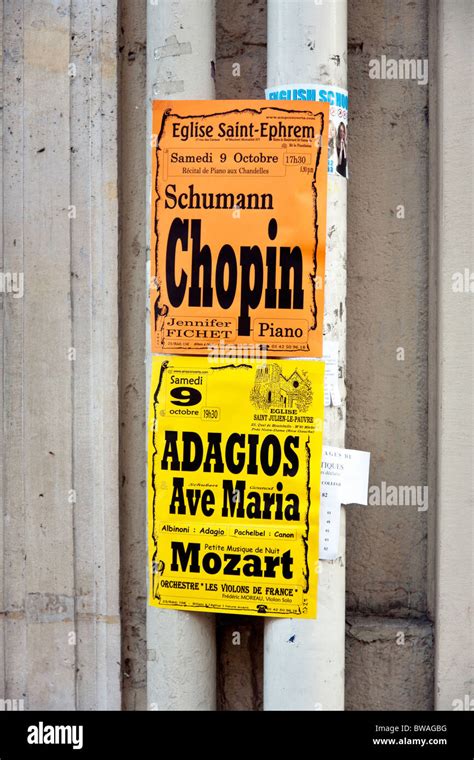 brightly colored posters advertising pair of classical music concerts ...