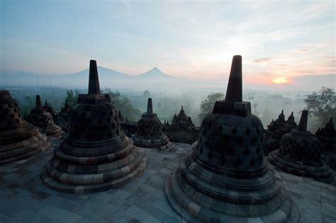 Premium Photo | Borobudur temple morning sunrise