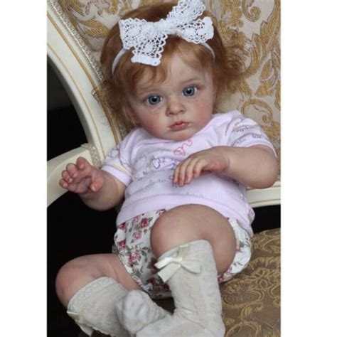 24in Realistic Girl Reborn Baby Doll Lifelike Toddler Freckled Skin 3D ...