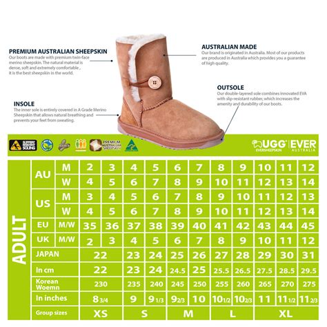 Ugg Size Chart Printable Pdf Download - Minga