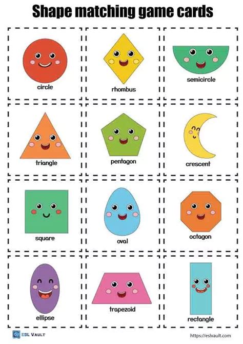 72 free printable shape matching game cards – Artofit