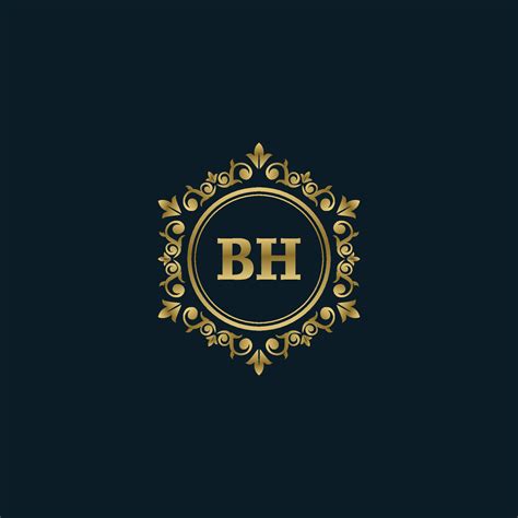 logotipo de letra bh con plantilla de oro de lujo. plantilla de vector ...