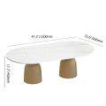 Modern Gold Oval Coffee Table with Marble Tabletop-Homary